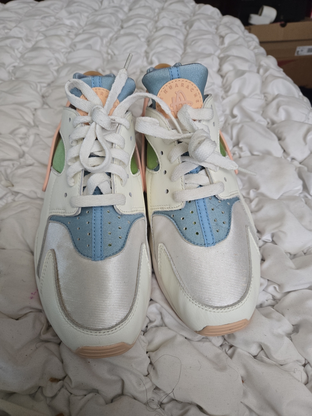 Womens Cream and Blue Casual Sneakers